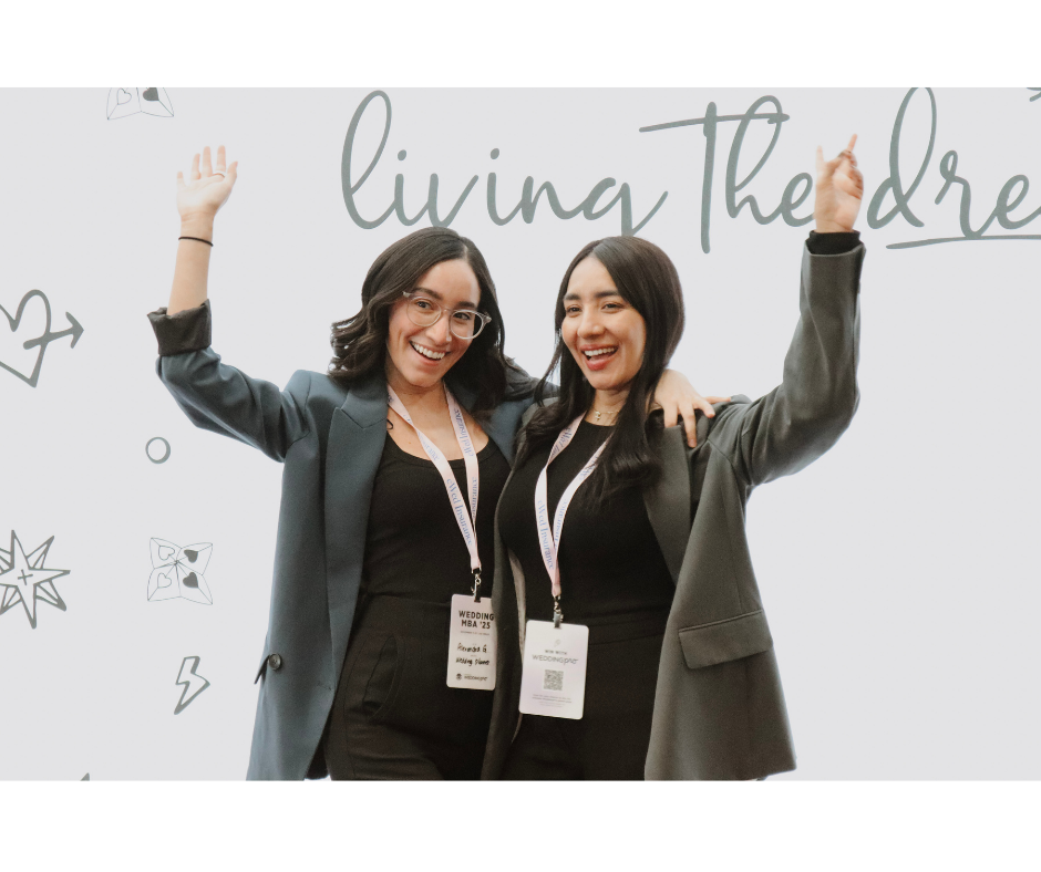A photograph of a Pro smiling at Wedding MBA accompanied by a text block featuring a positive testimonial of Aisle Planner Software.