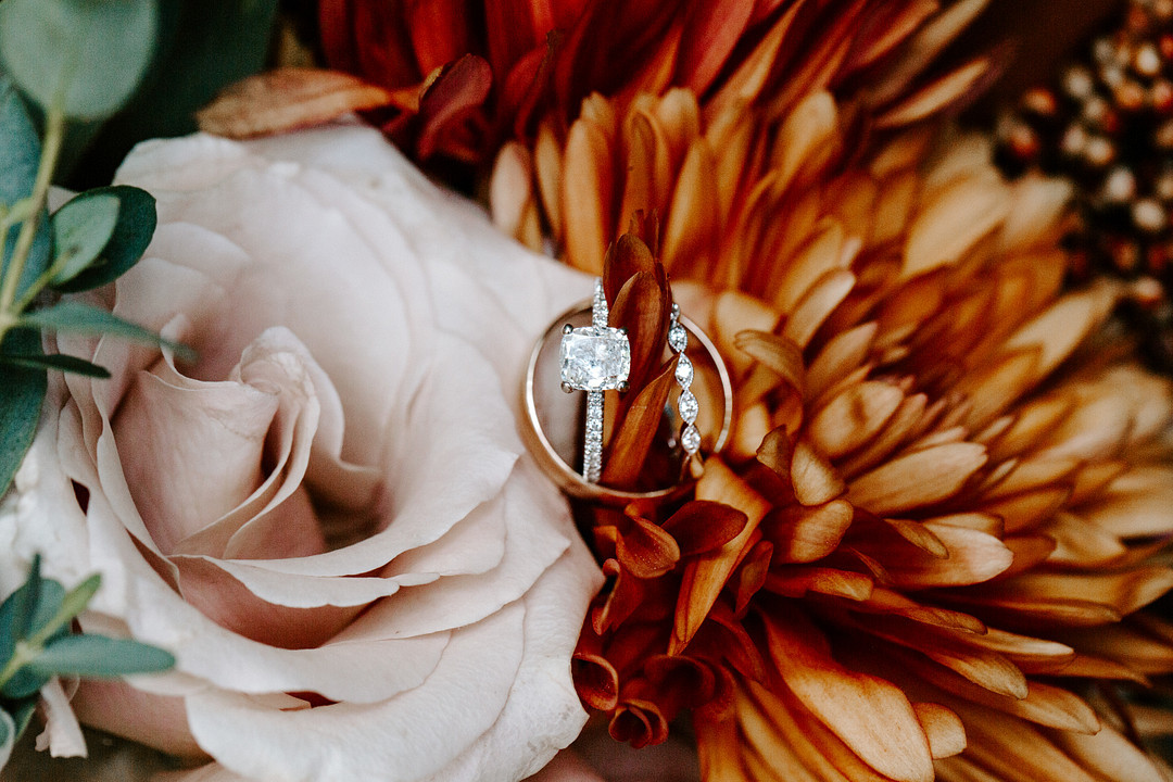 Flower with engagement ring