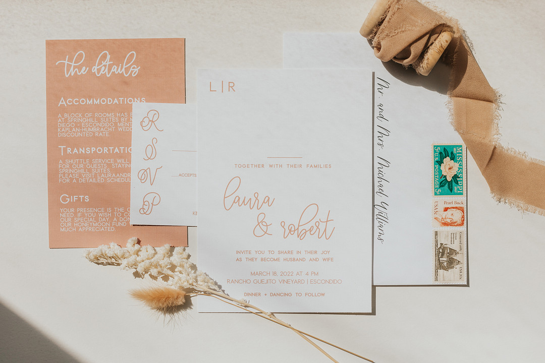 A suite of wedding invitations