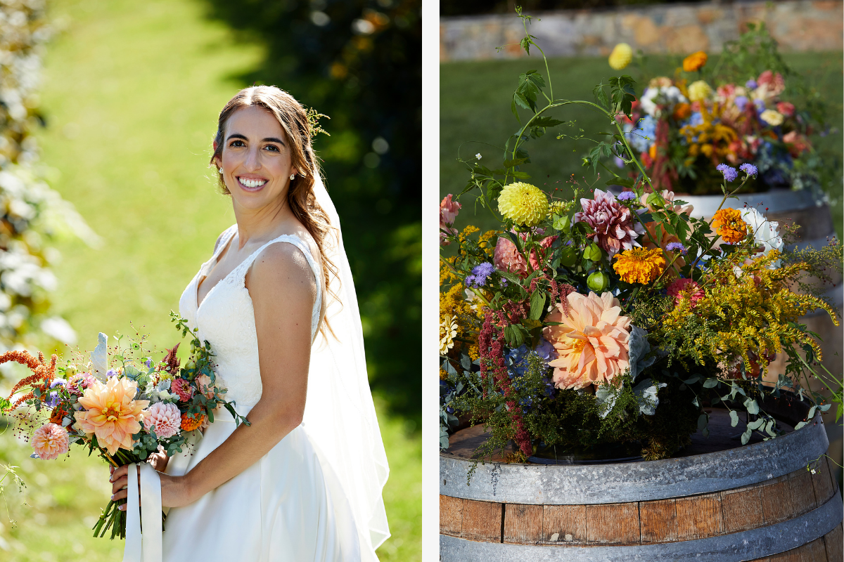 Local flowers on a barrel