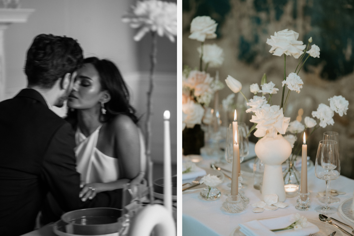 Black and white modern wedding