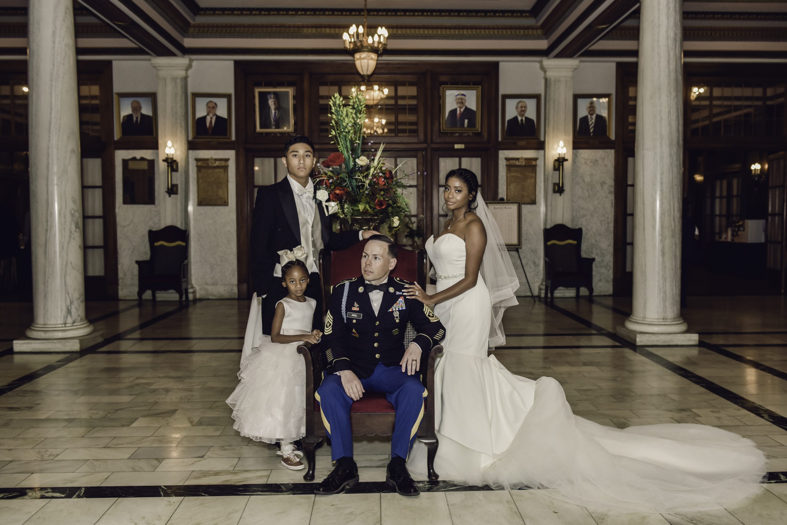 Military couple and their family