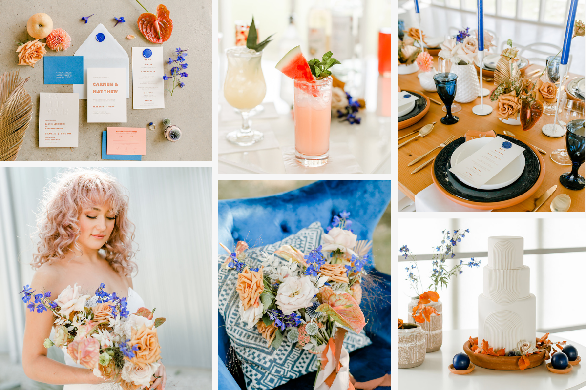 Blue and peach colors