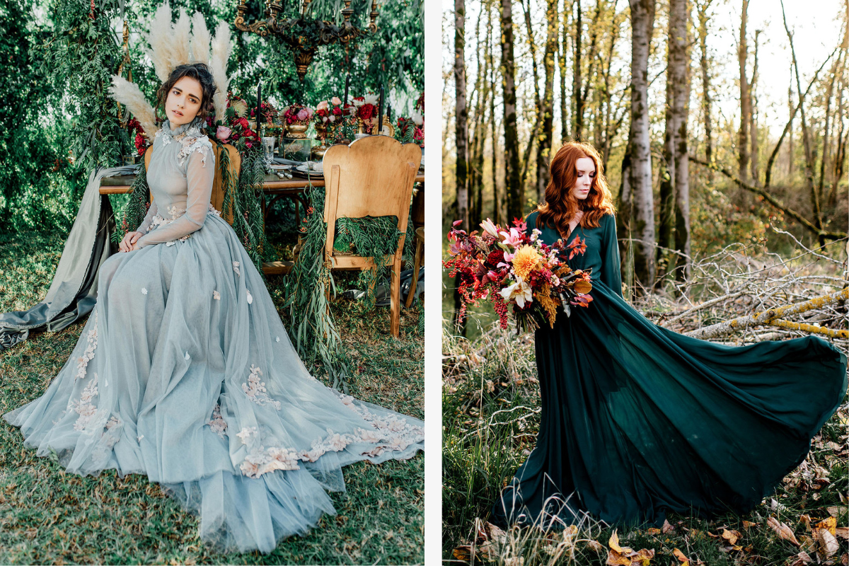 Green wedding gowns