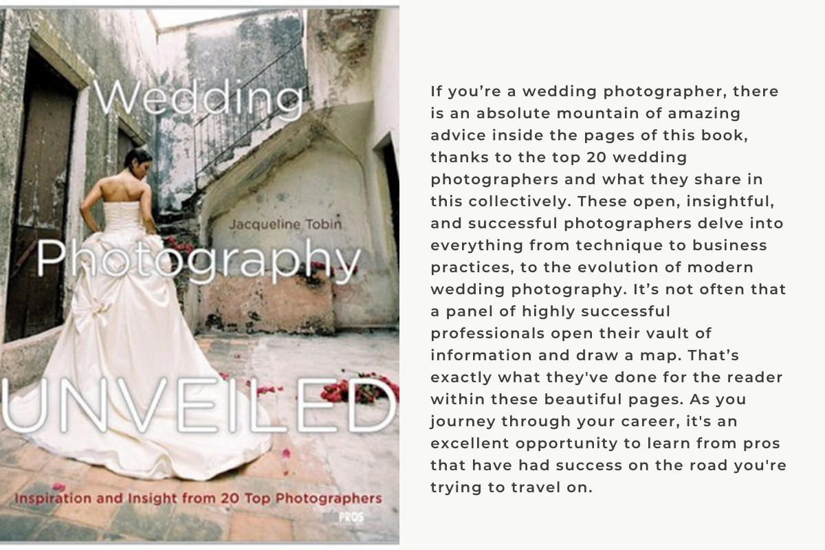 If you’re a wedding photographer, there is an absolute mountain of amazing advice inside the pages of this book, thanks to the top 20 wedding photographers and what they share in this collectively. These open, insightful, and successful photographers delve into everything from technique to business practices, to the evolution of modern wedding photography. It’s not often that a panel of highly successful professionals open their vault of information and draw a map. That’s exactly what they've done for the r