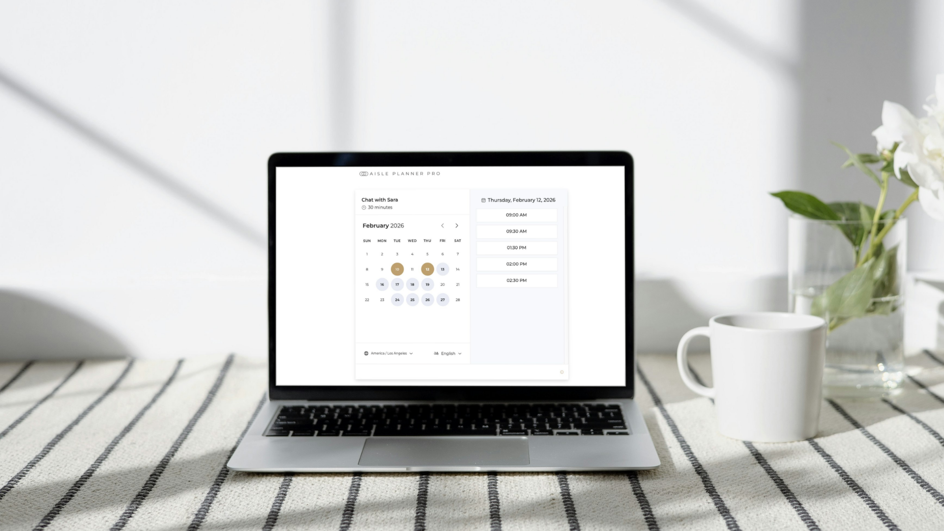 A sleek digital calendar within Aisle Planner Pro showing a streamlined schedule of event dates and tasks, designed to eliminate double-bookings and ensure timely project management.