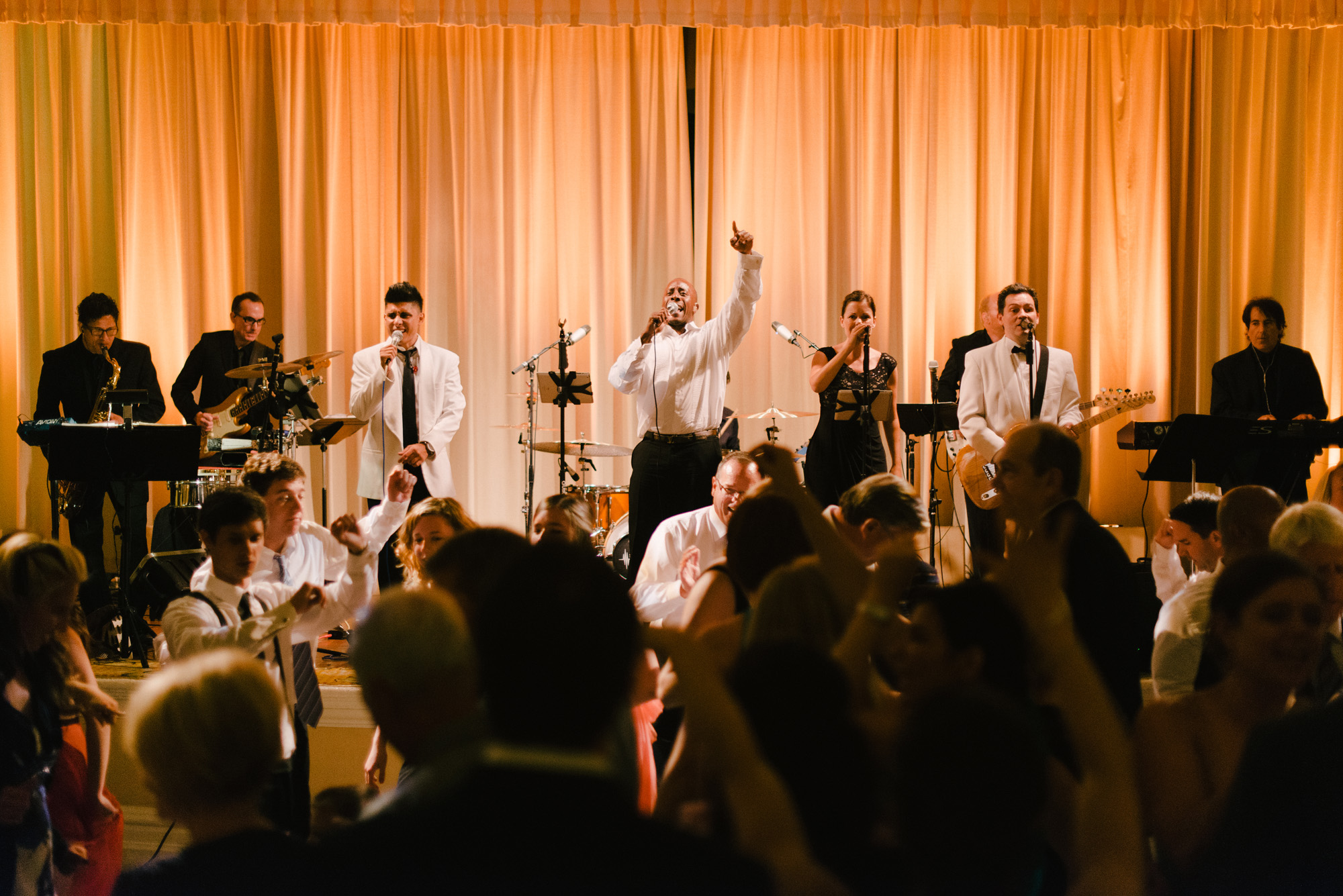 Guests dancing to a live band