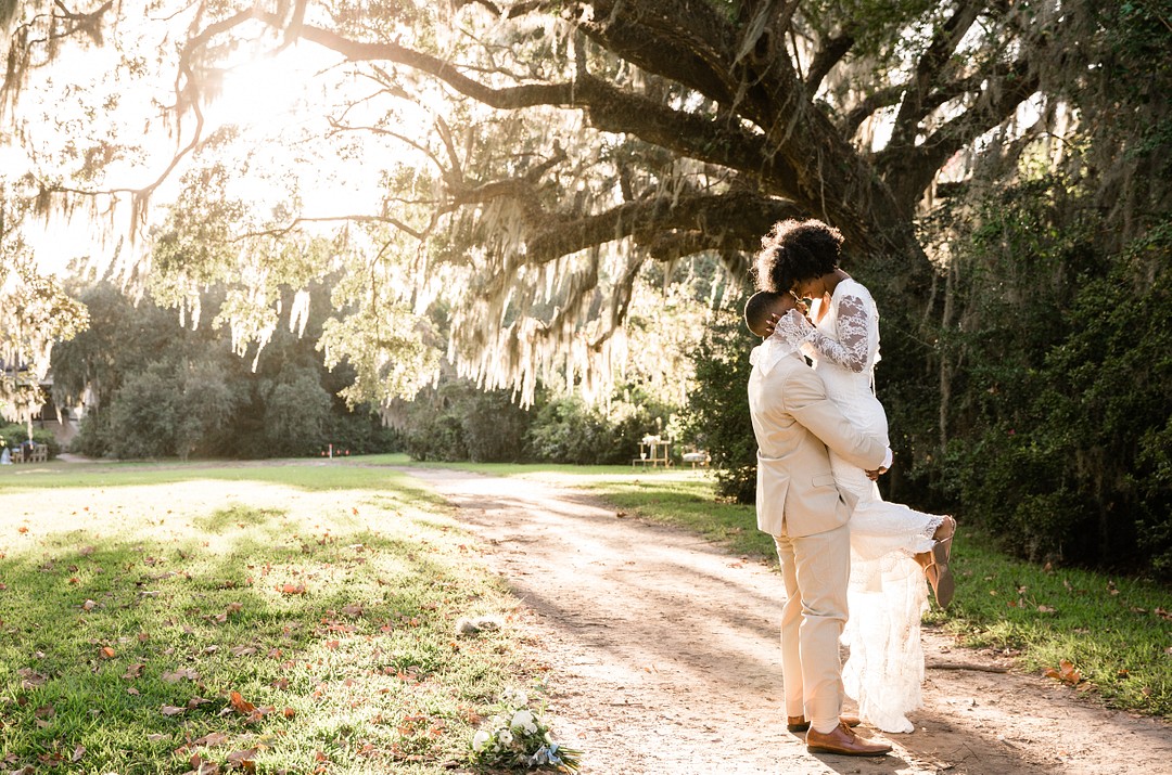 Couple holding each other outside