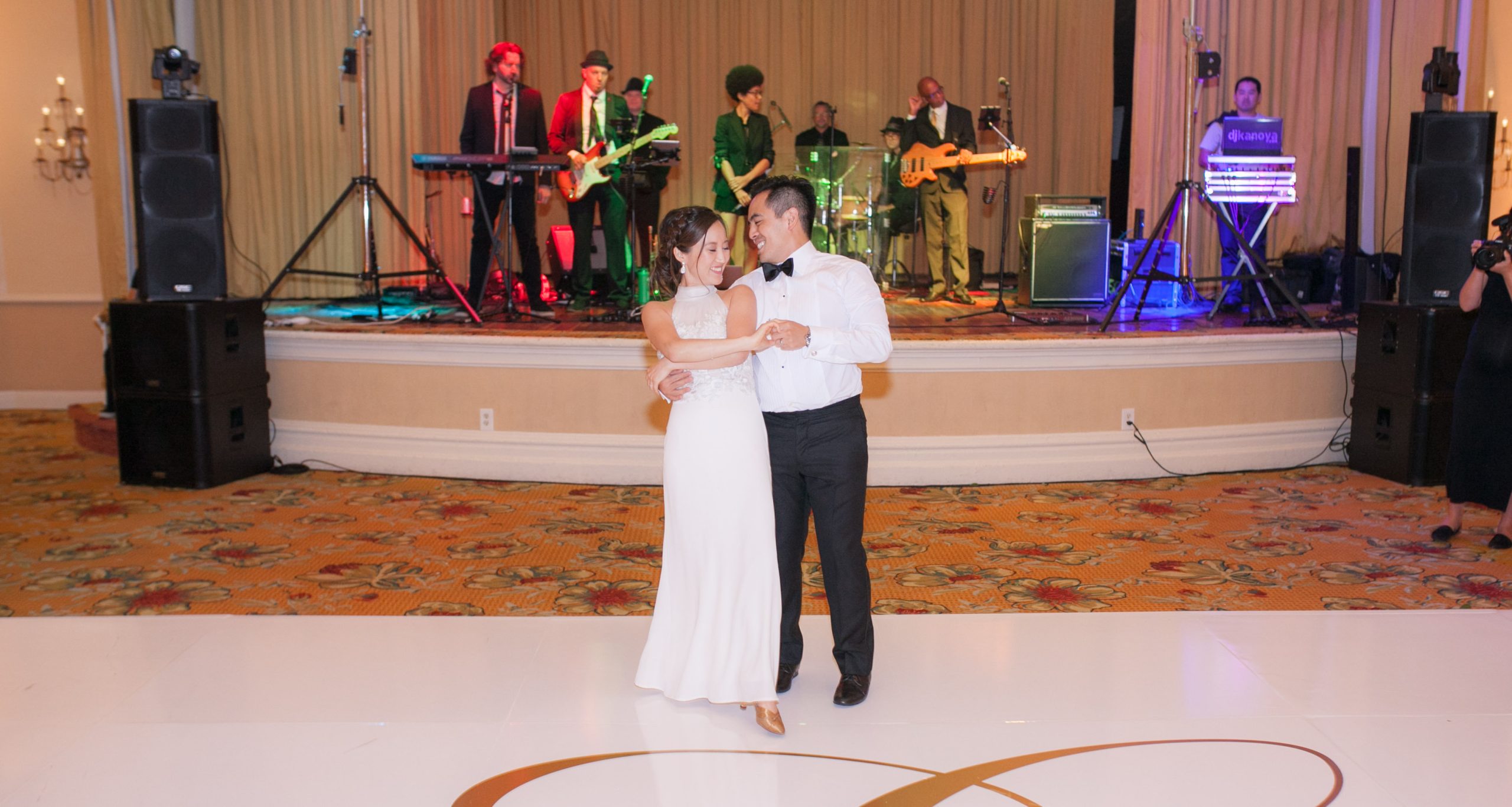 Band and couple dancing