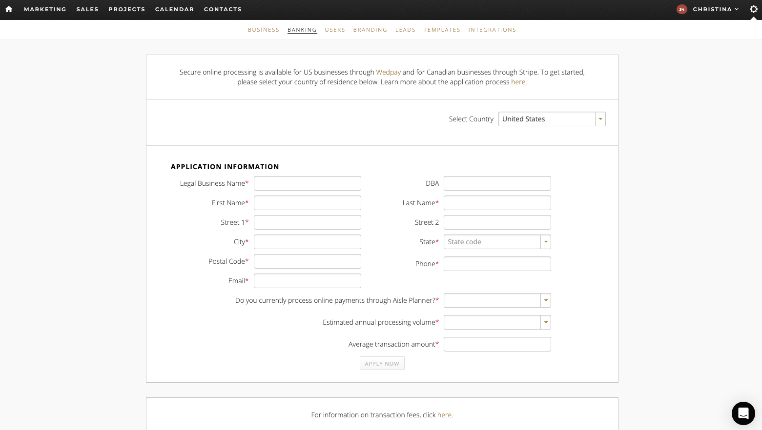 Aisle Planner Banking