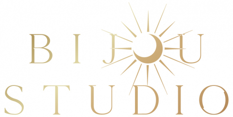 Bijou Studio logo with small sun around the 'o' in Bijou