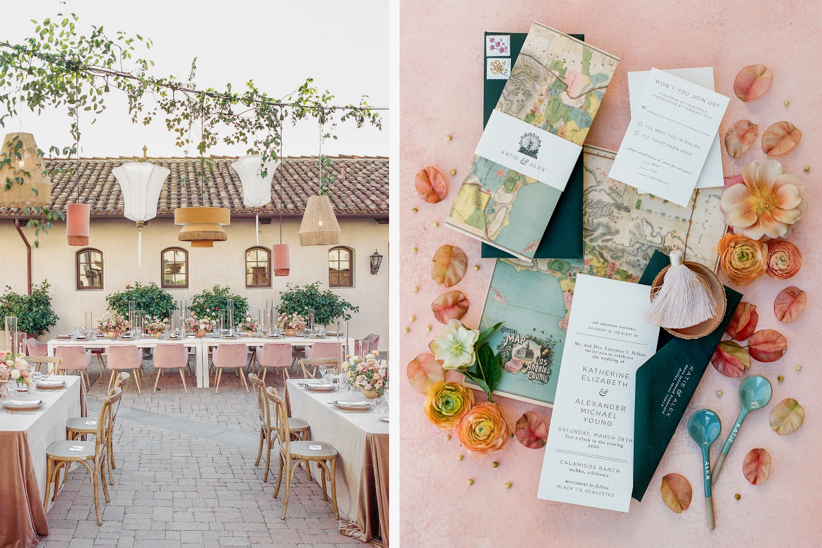Blue and grapefruit tables