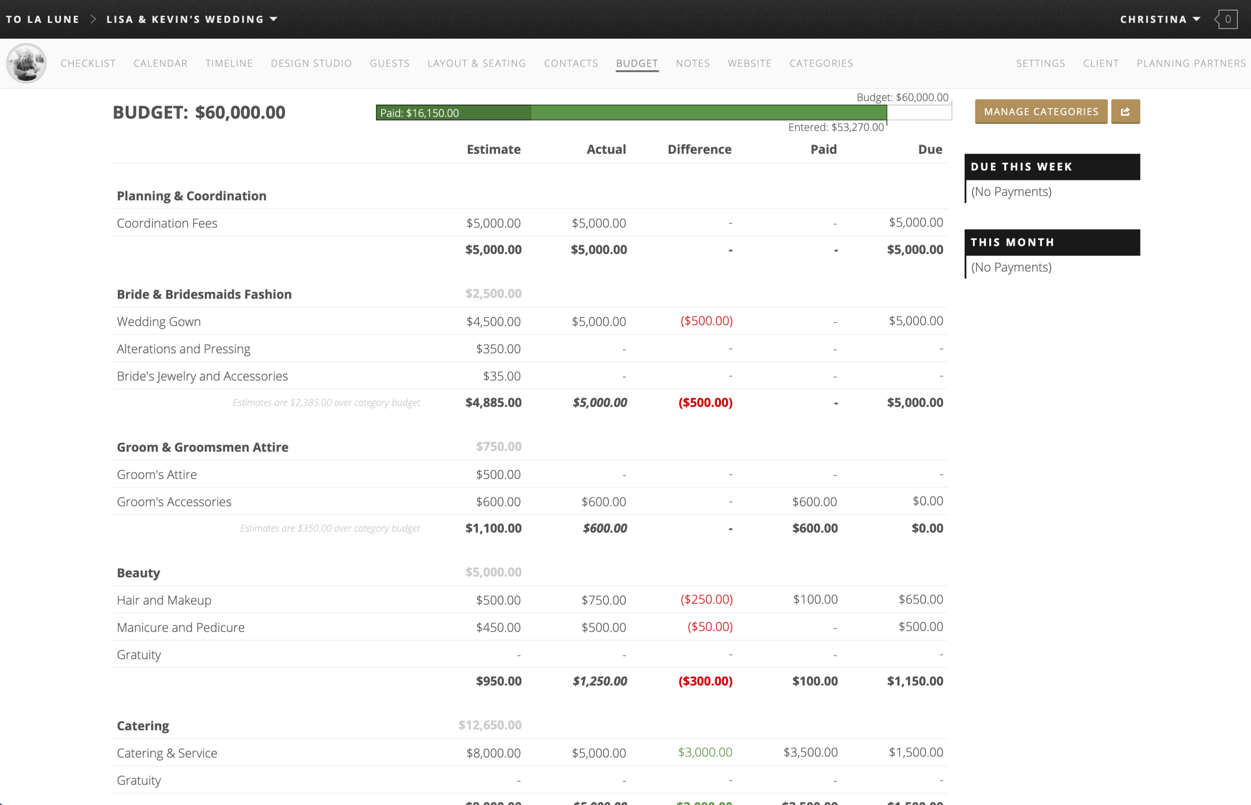 Aisle Planner Budget