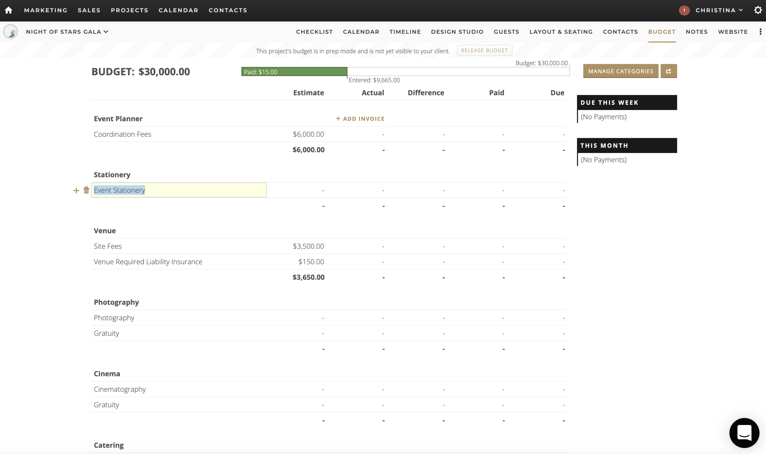 AP budget screenshot