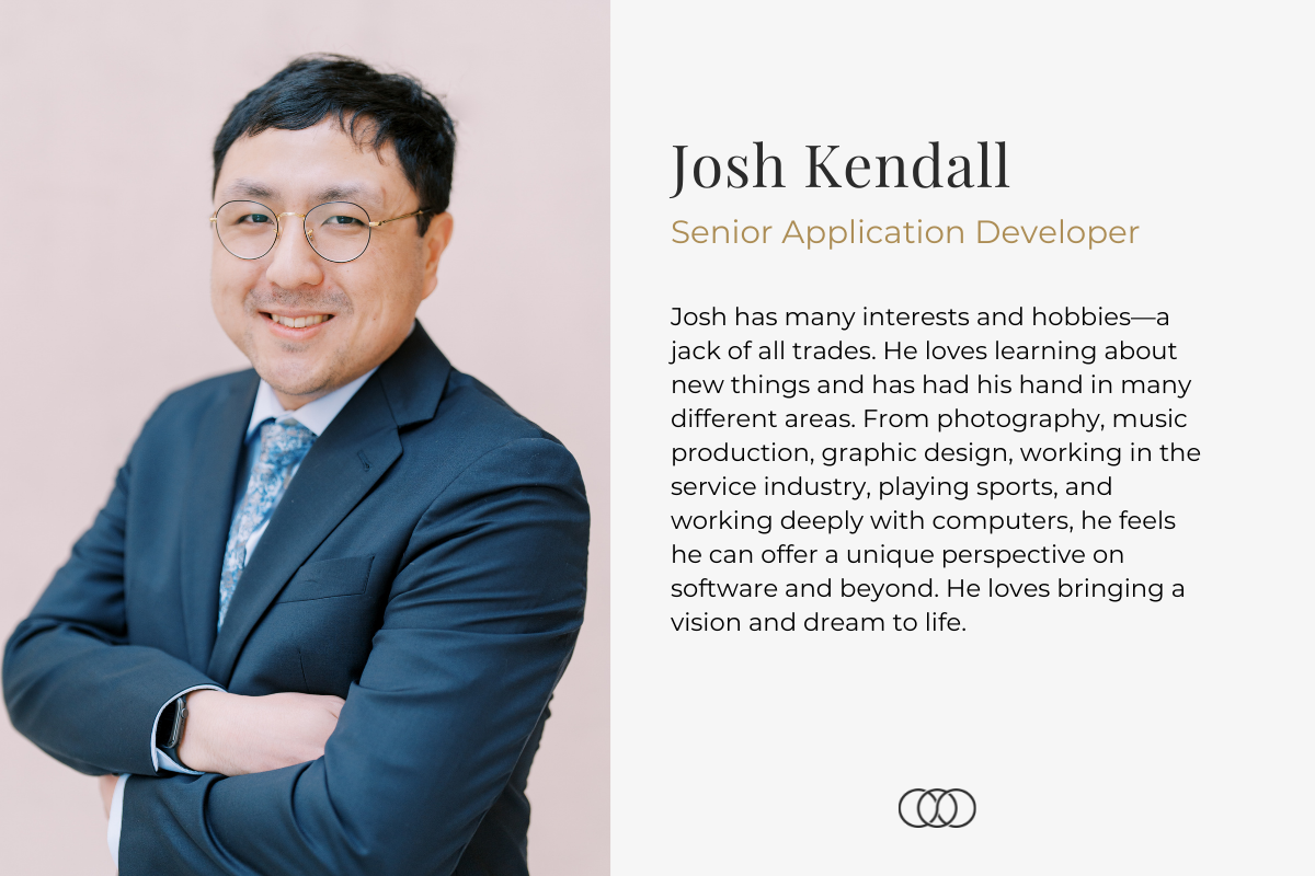 Josh wearing a blue suit