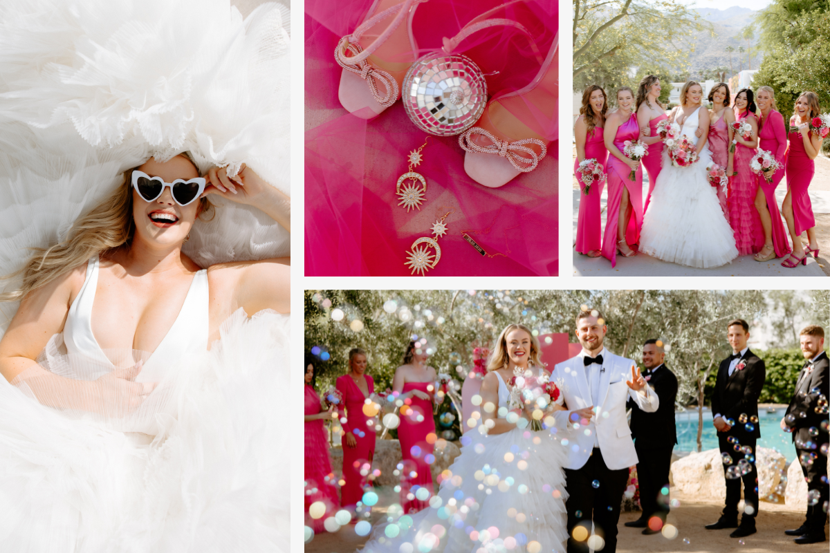 Pink Barbie disco desert wedding