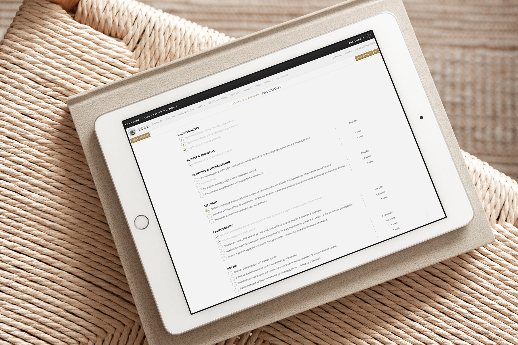 Aisle Planner Checklist on iPad