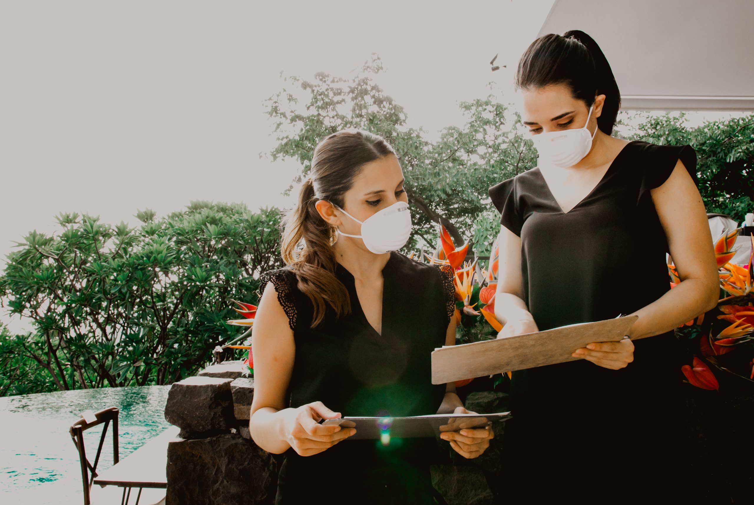 Planners wearing masks