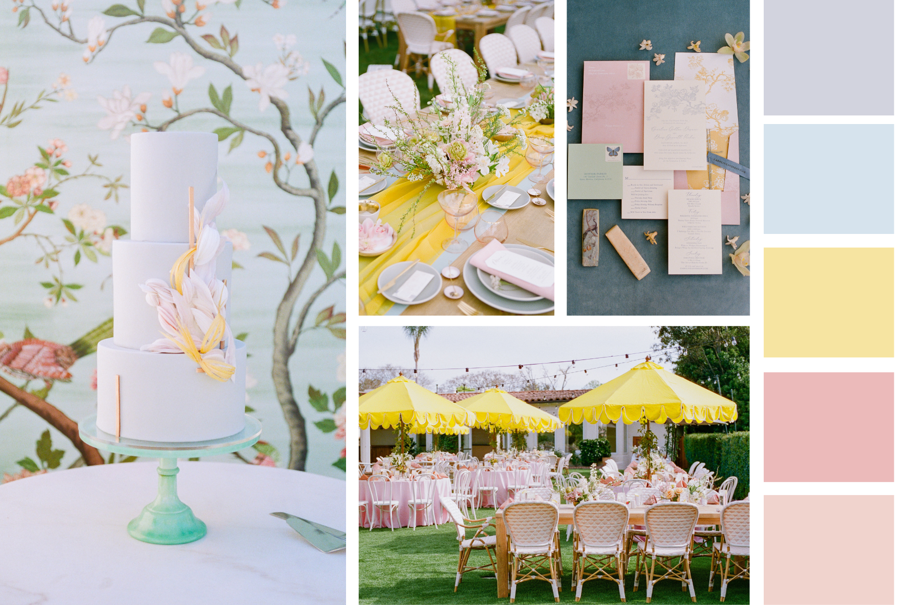 Blue, yellow, and pink