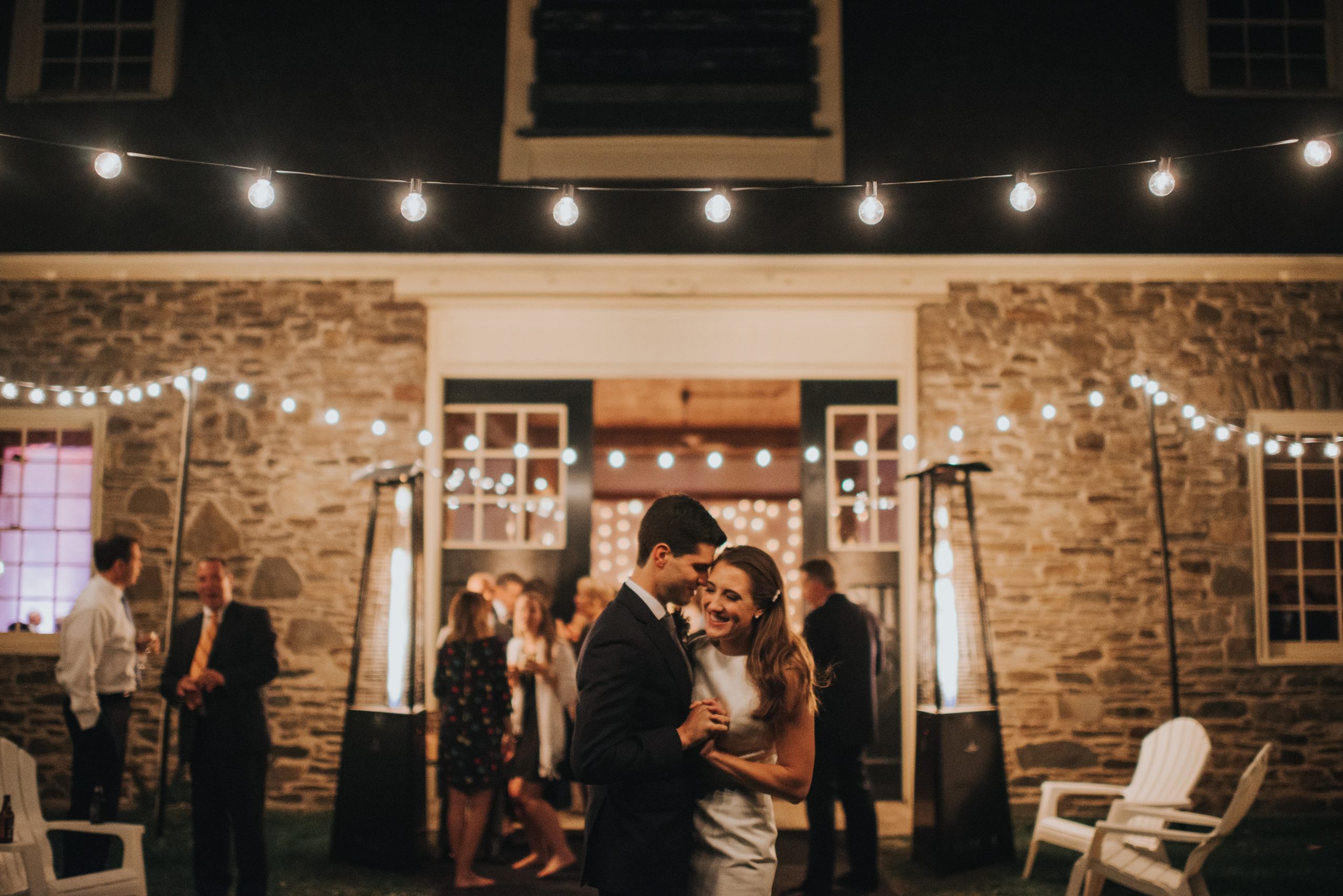 Couple laughing and dancing
