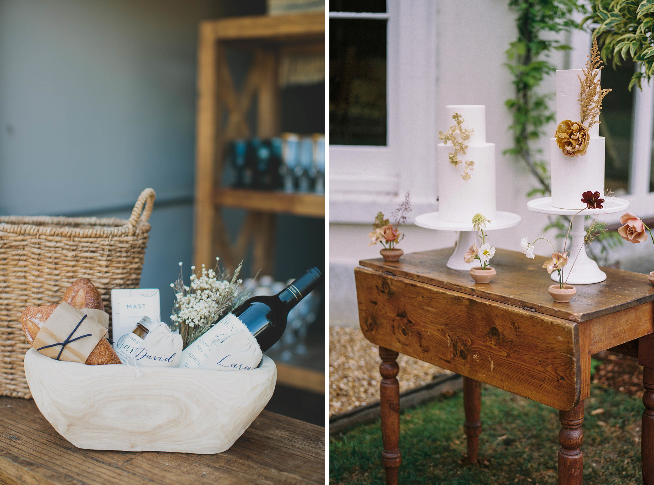 Food basket and cakes