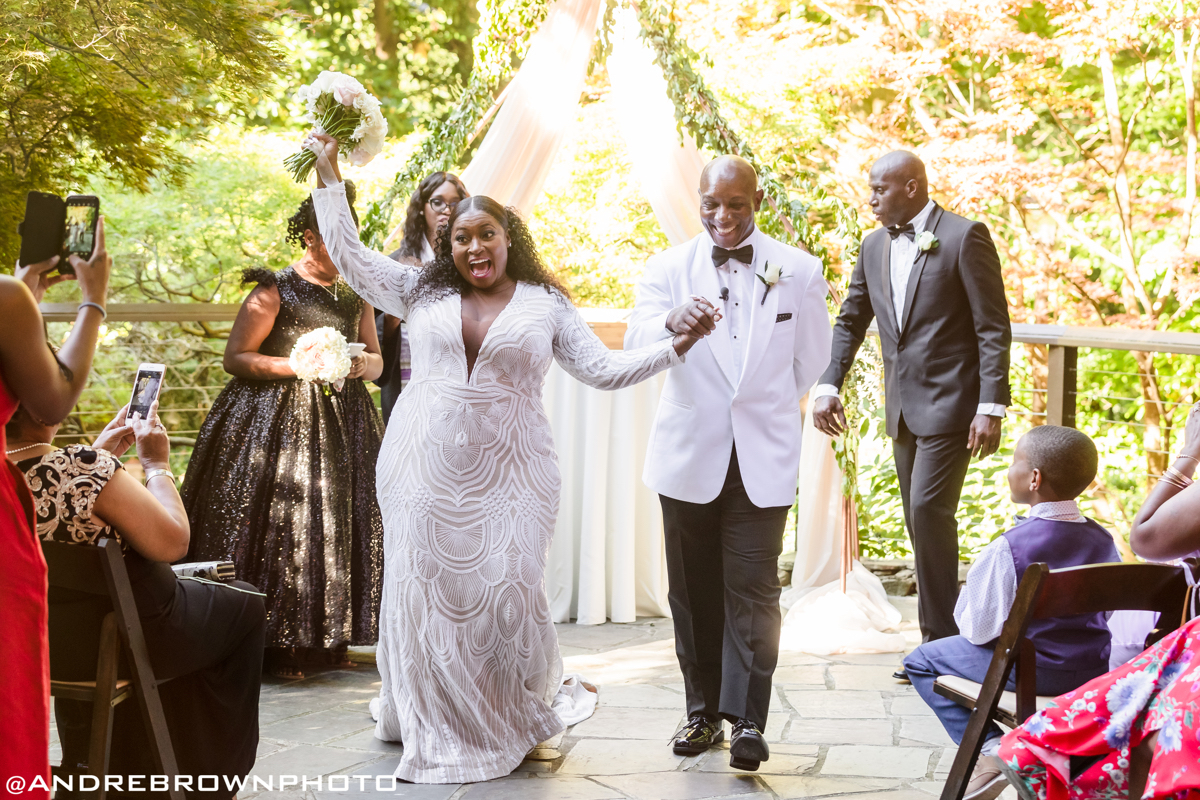 couple rejoicing after being wed