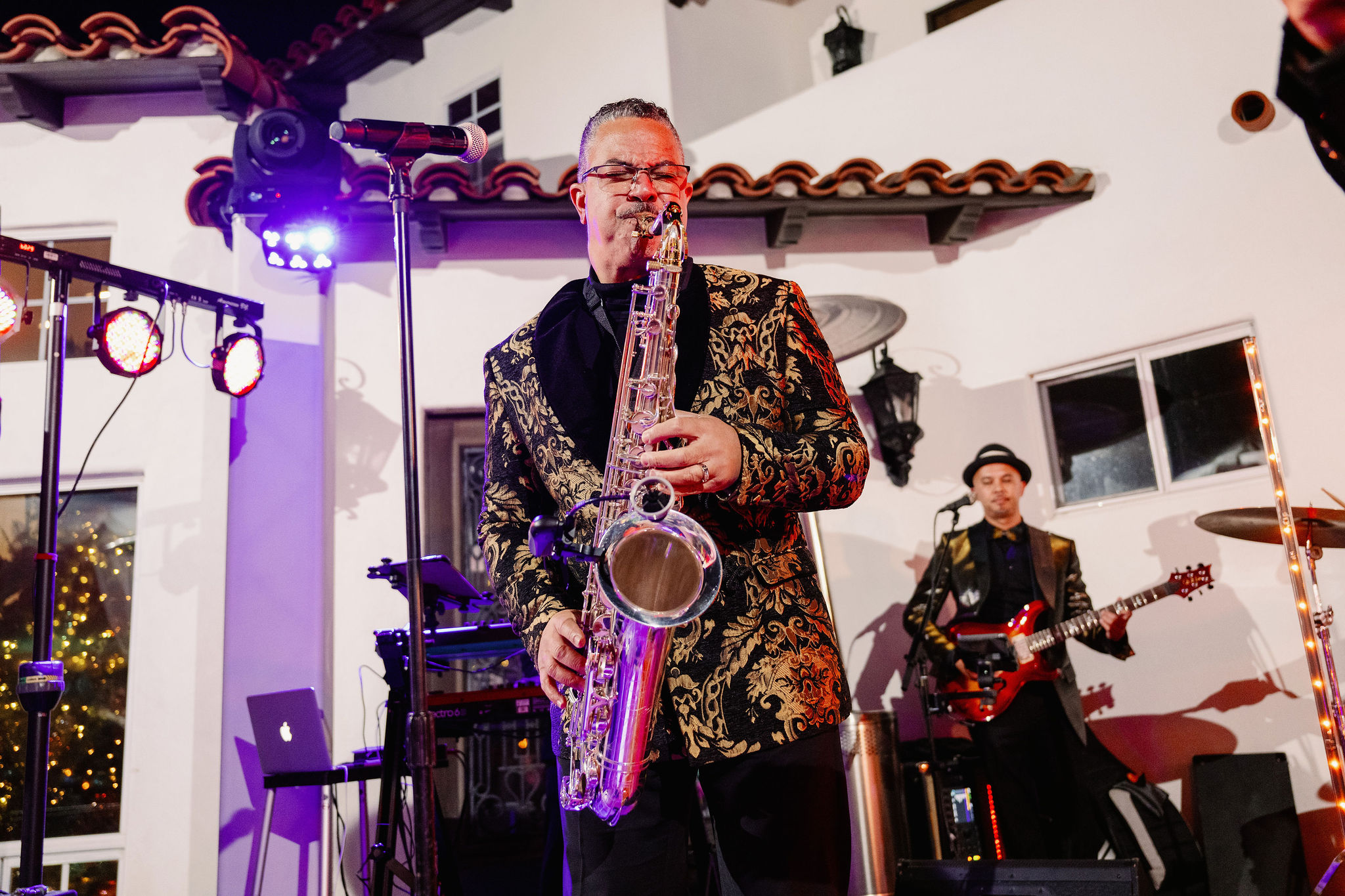 Jazz band. Man playing sax