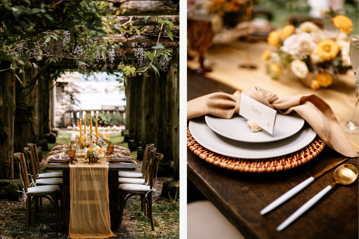 yellow tablescape outdoors