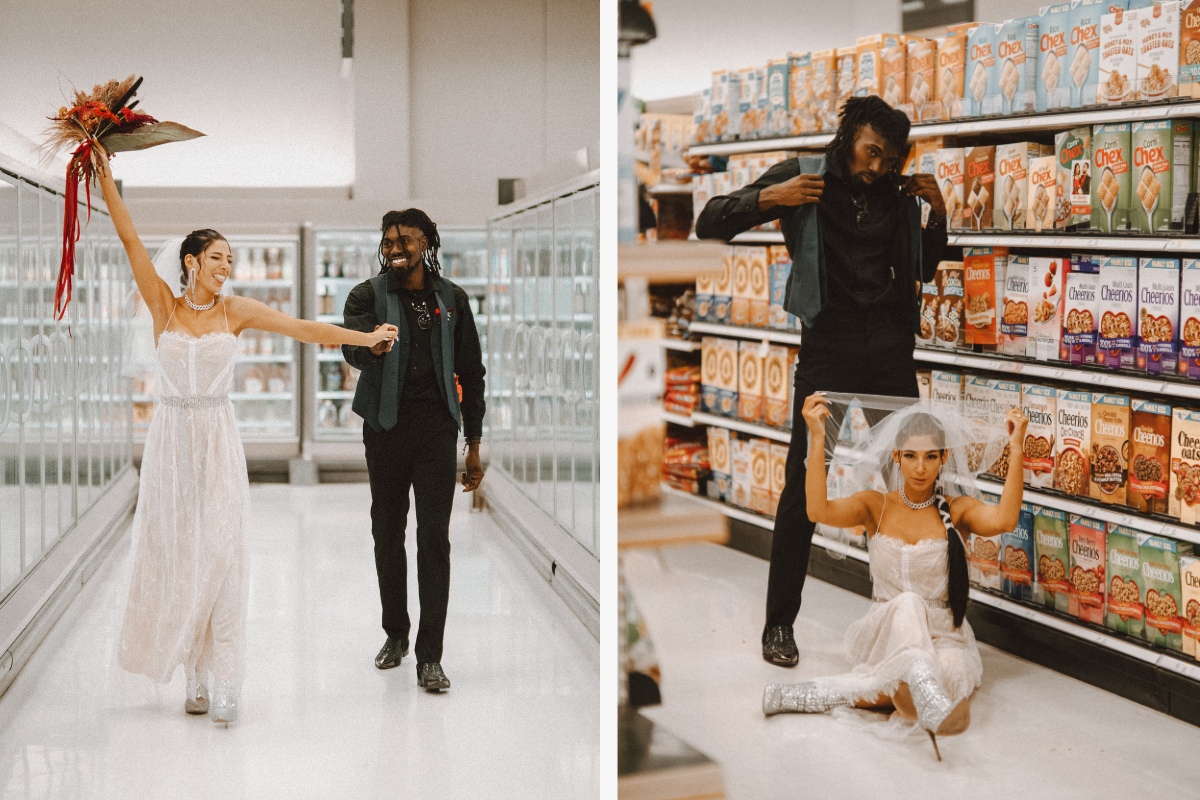 bride and groom at target