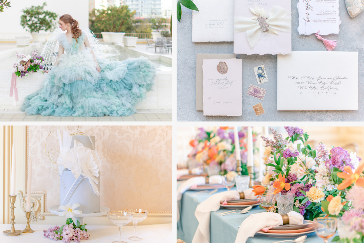 Bride with beautiful blue dress