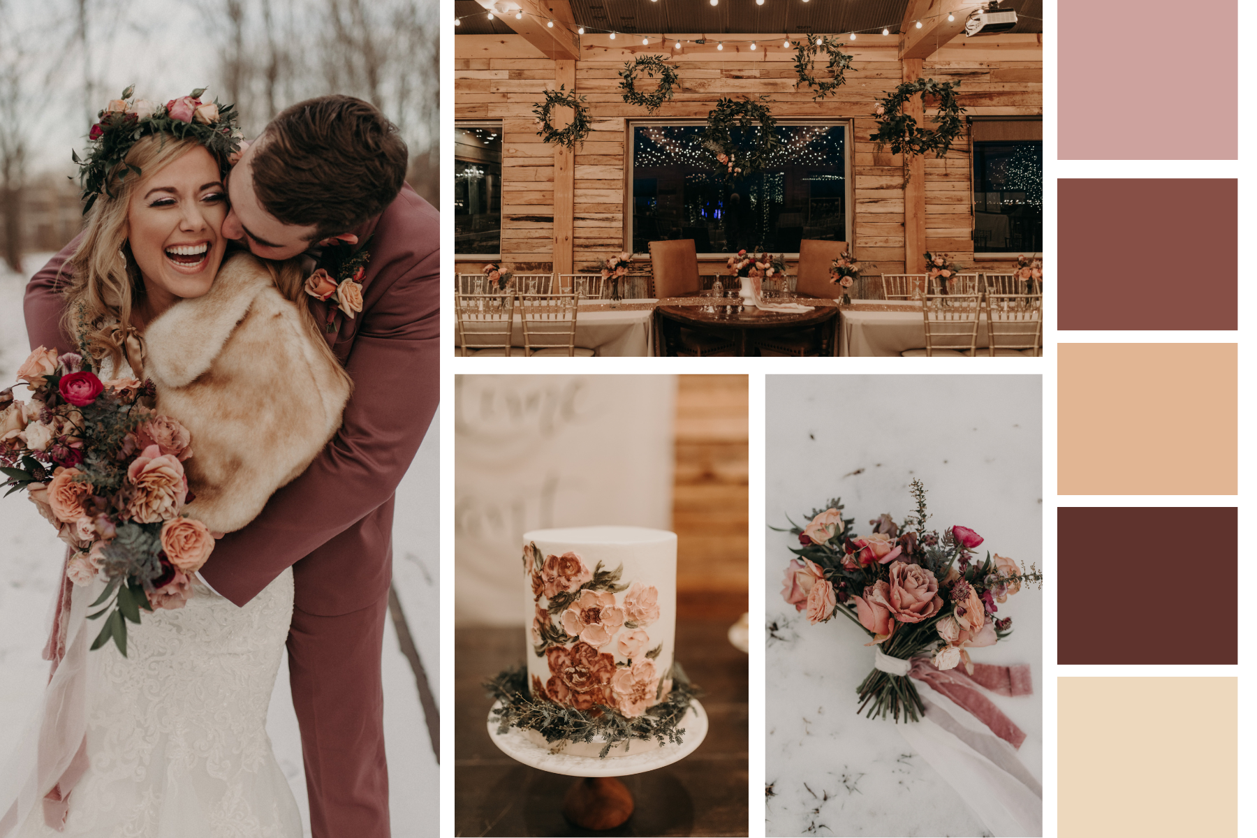 Pink and brown winter colors