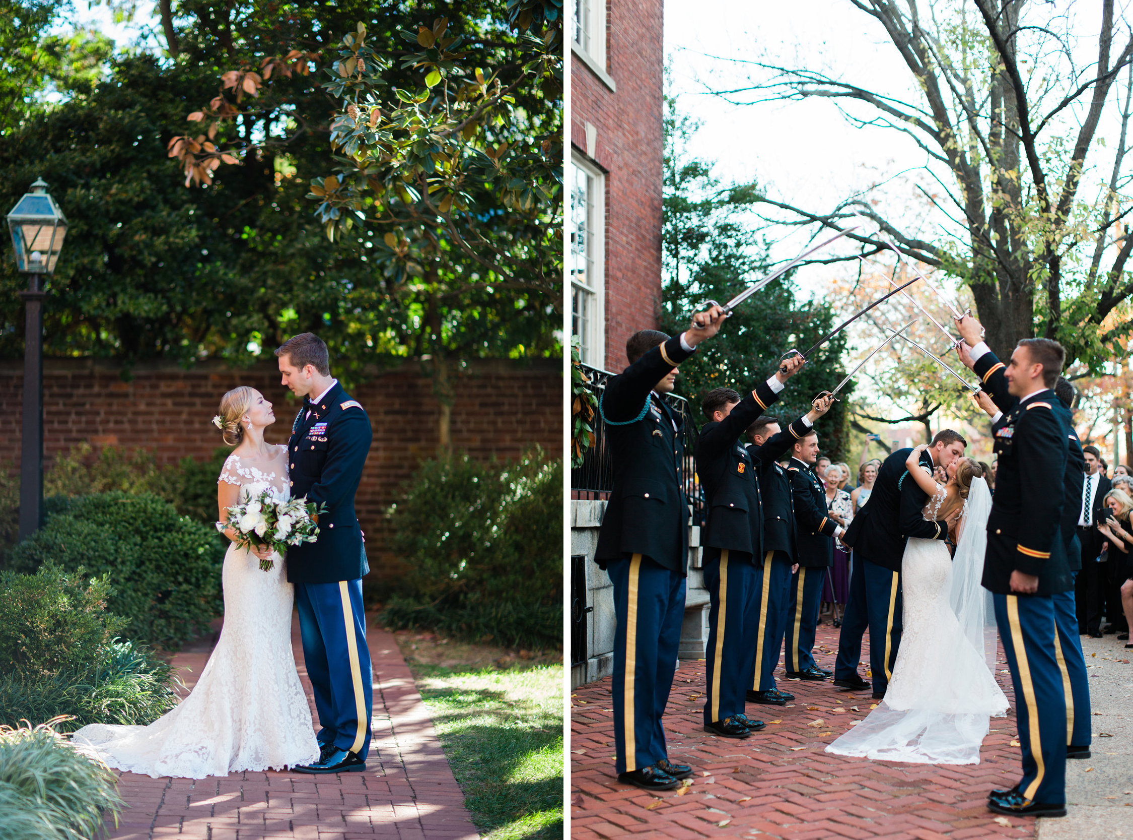 Saber arch at military wedding