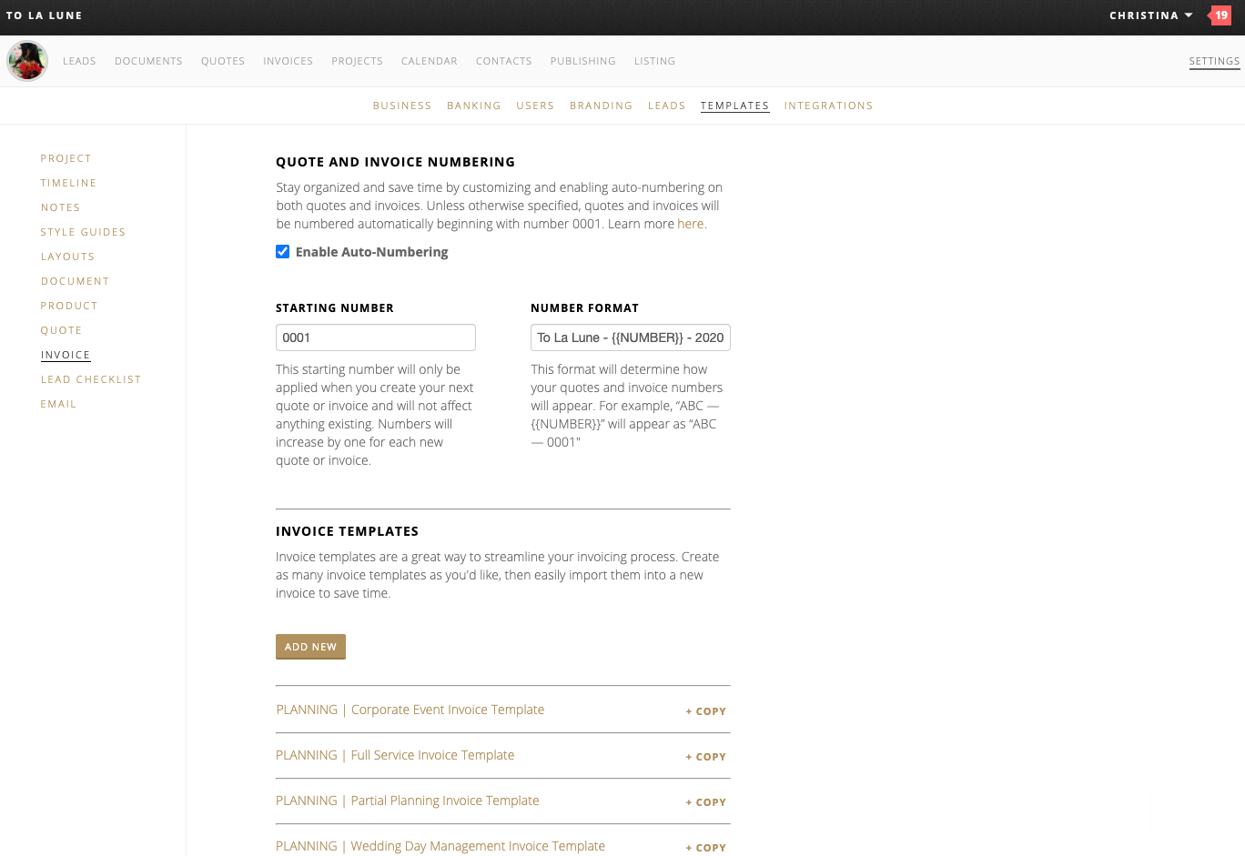 Invoice Auto Numbering