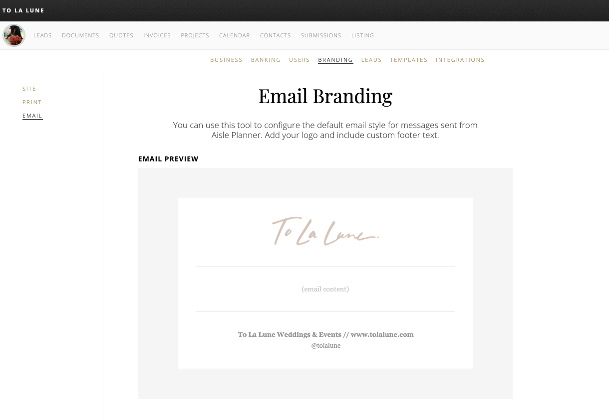 email branding screenshot