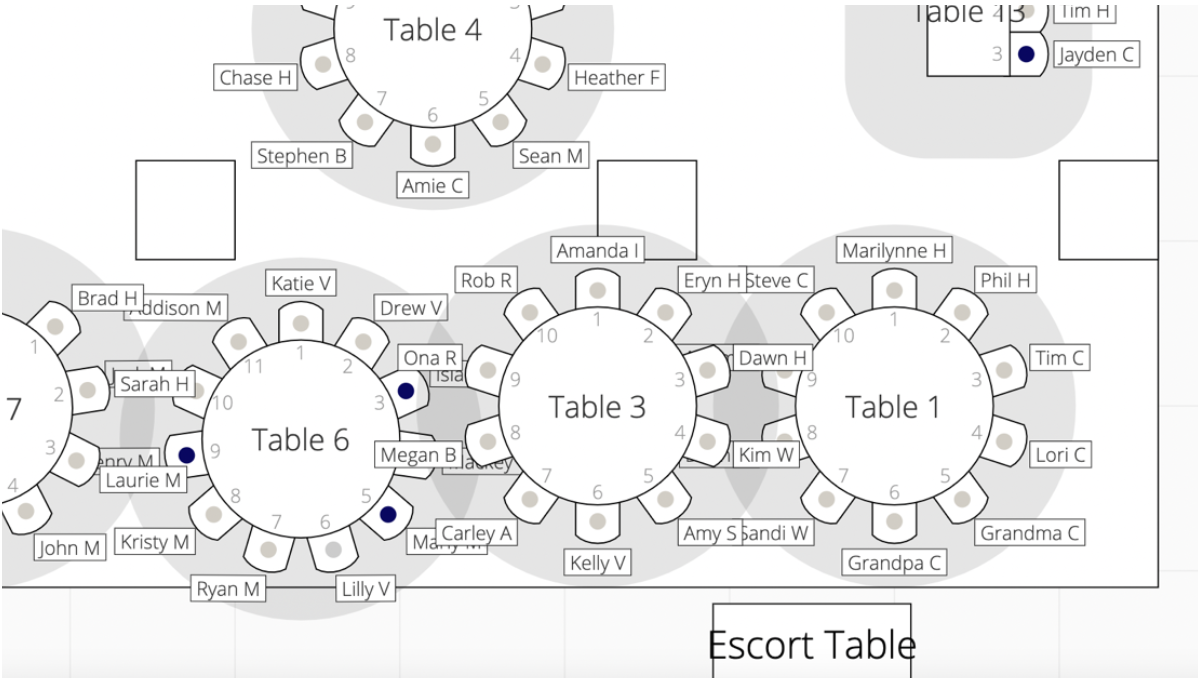 Table and seats layout