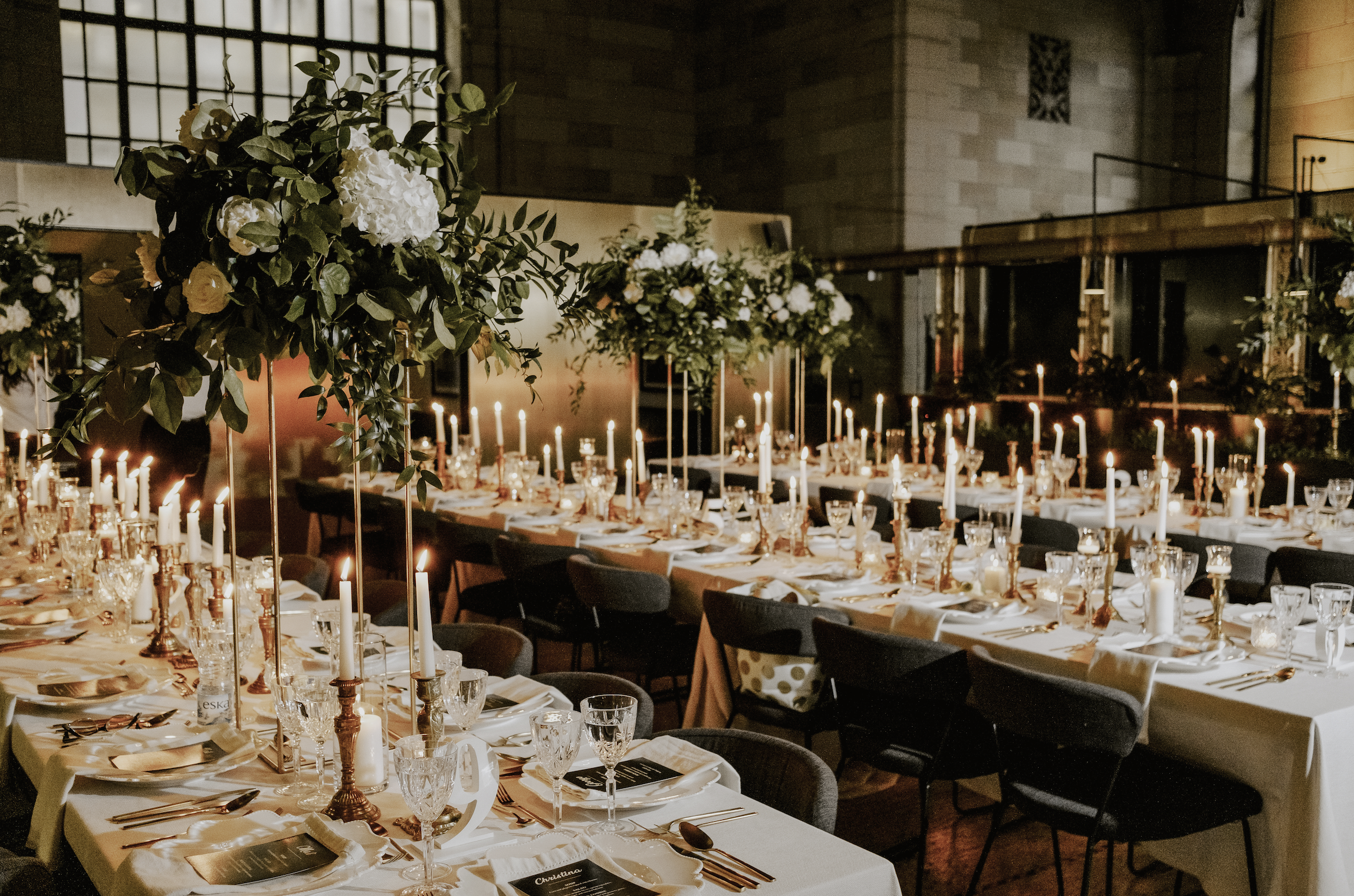 Table with candle lighting