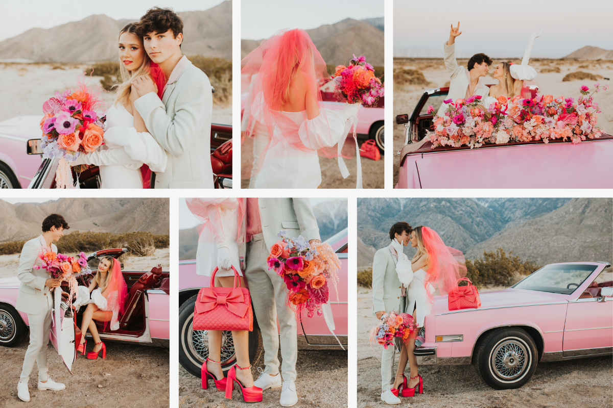 Pink Barbie wedding with pink car