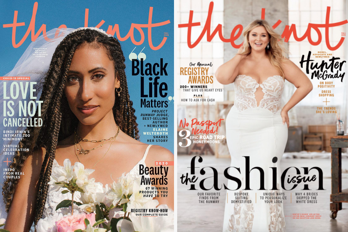 The Knot magazine covers featuring a Black bride and plus size bride