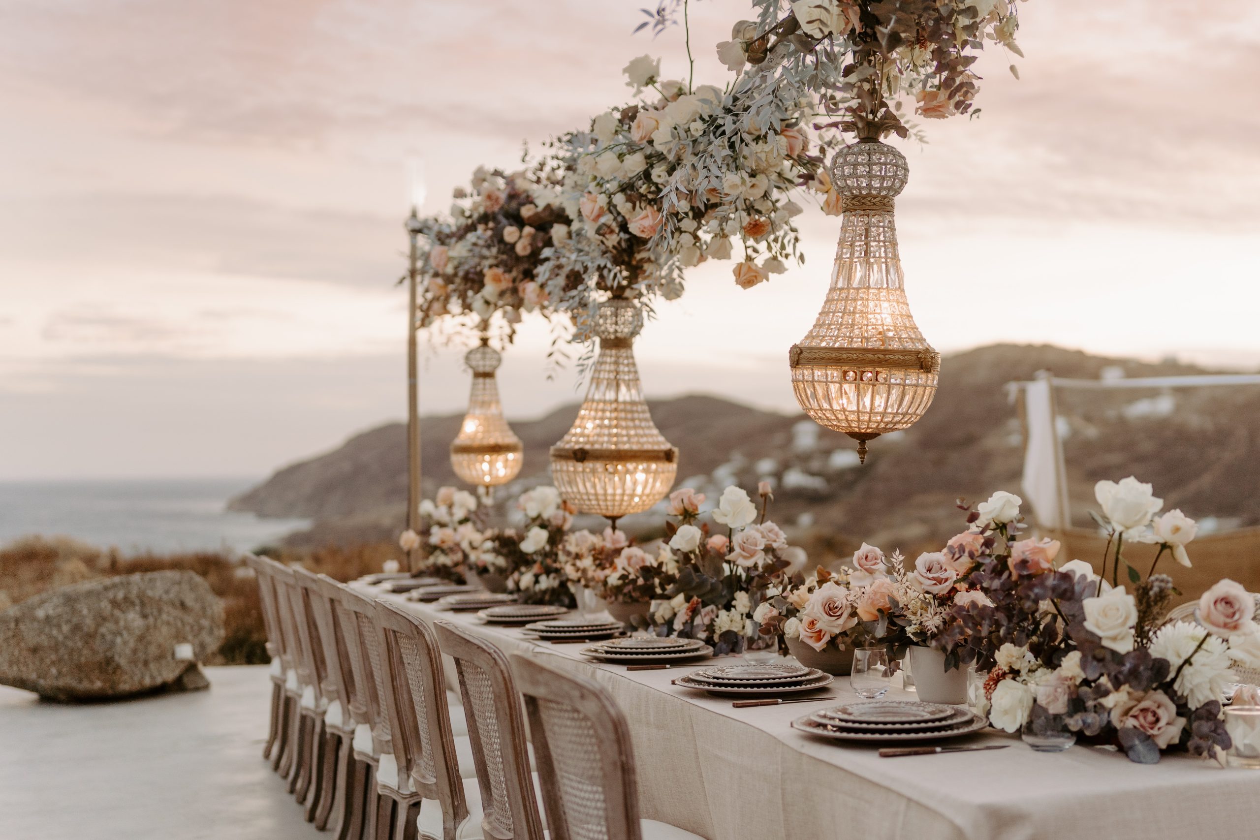 Beautiful tablescape at sunset