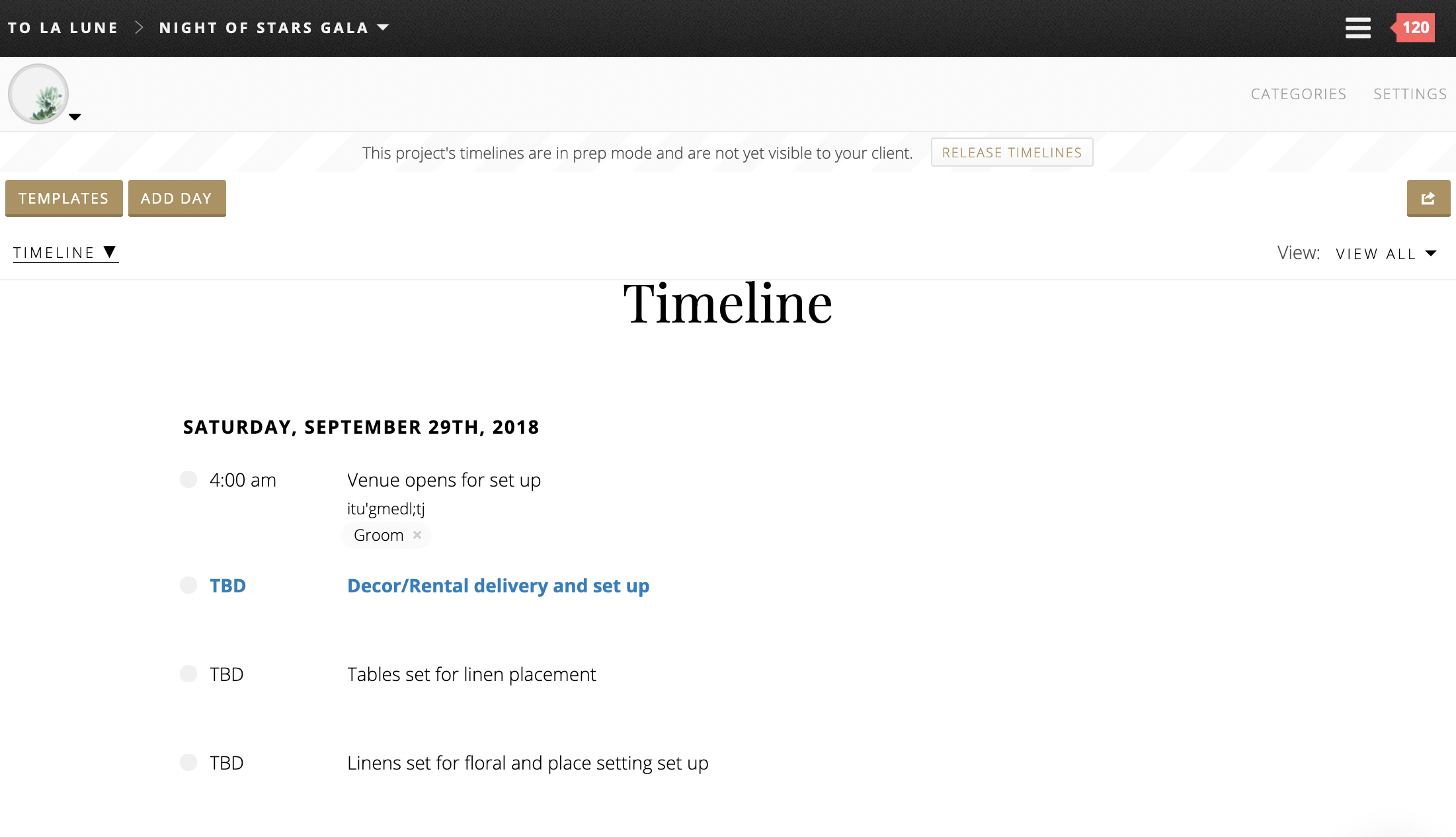 Timelines screenshot 