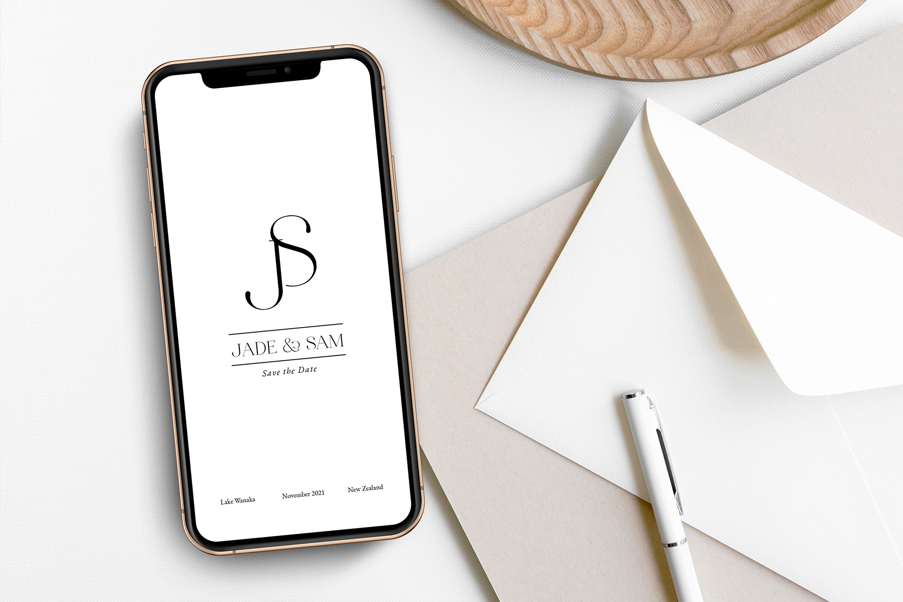 Phone with digital invite on the screen