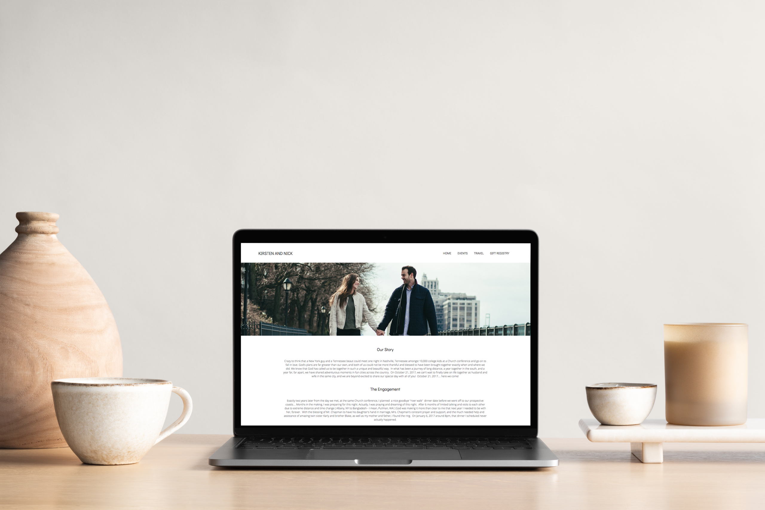 Laptop showing a wedding website