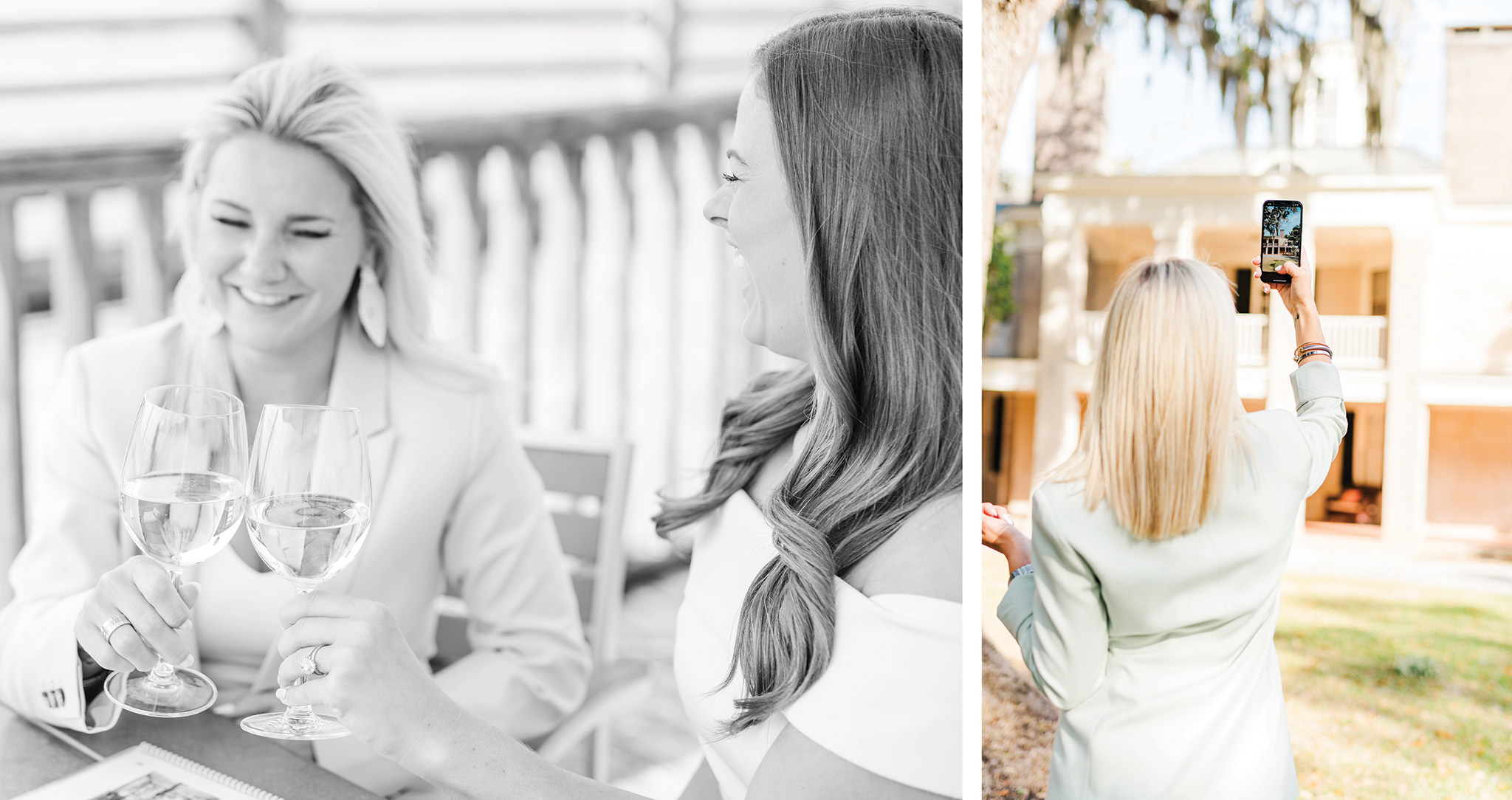 Planner having wine with bride