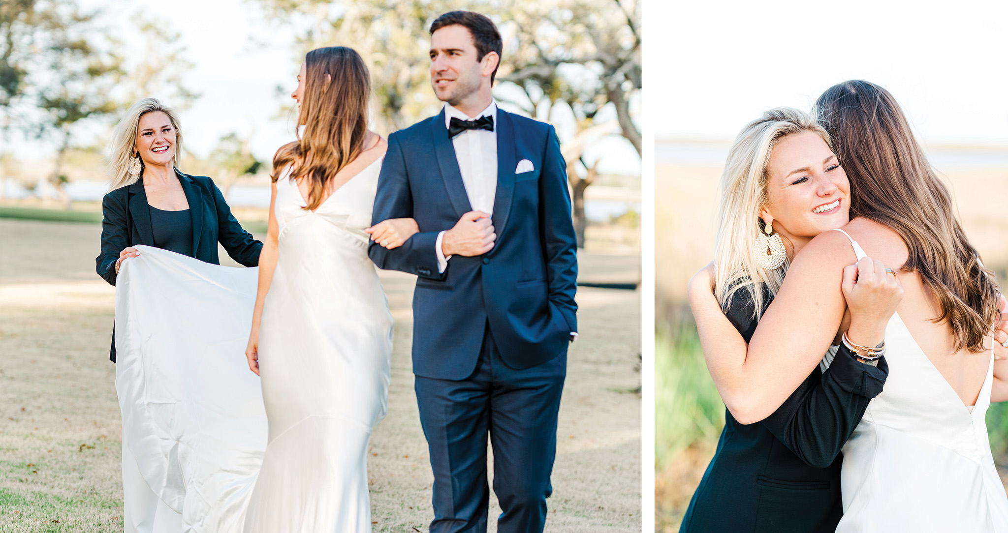 Planner holding bride's veil