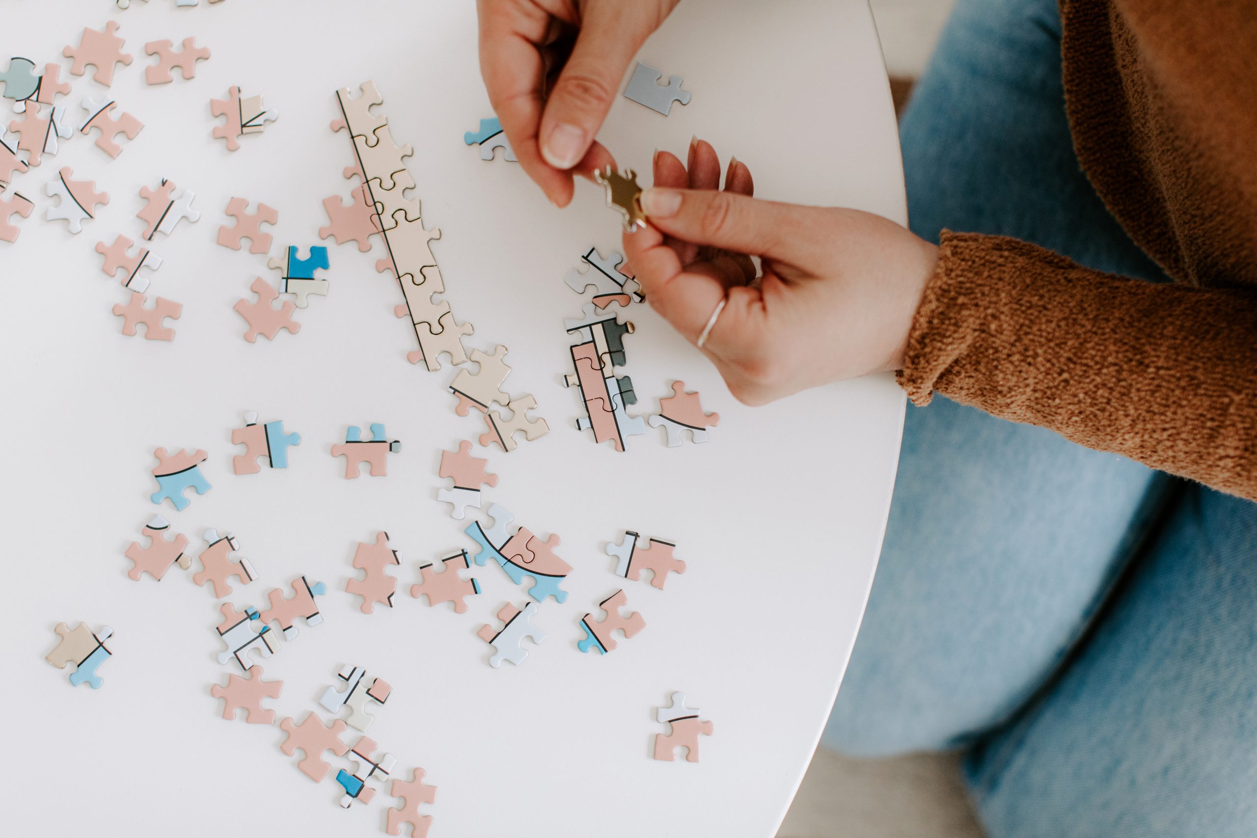 Woman working on puzzle